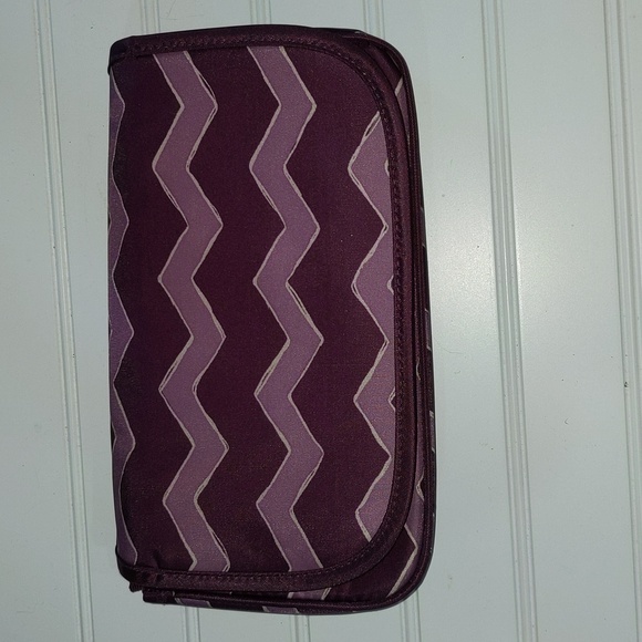 Thirty One Purple Chevron Print Multi Pocket Jewelry Organizer Travel Bag - Picture 8 of 8